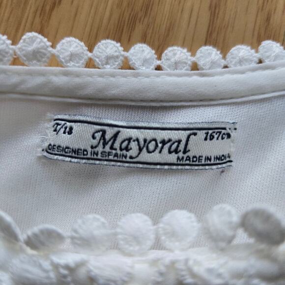 Mayoral Girls White Lace Embroidered Dress Size 14 Flutter Sleeve Sundress Boho - Picture 8 of 12